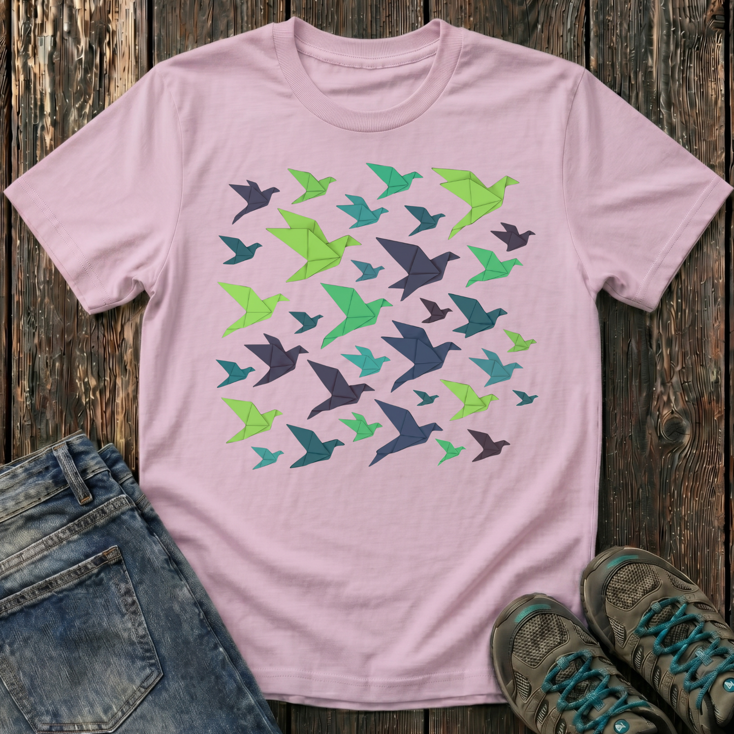 Children's Origami Birds Winter T-shirt
