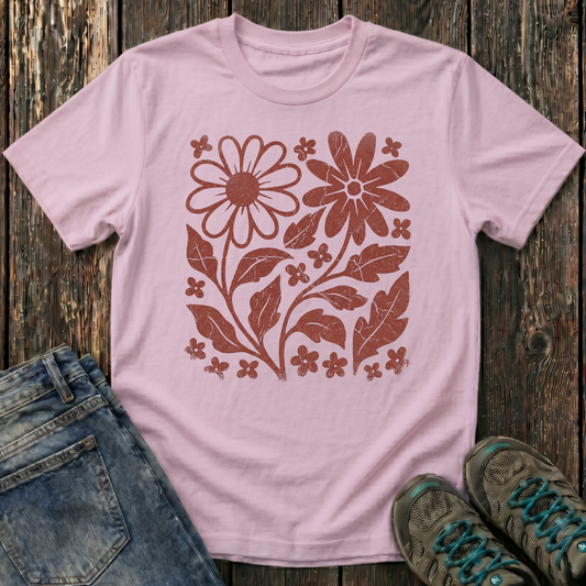 Children's Crimson Flora Ink Print T-shirt