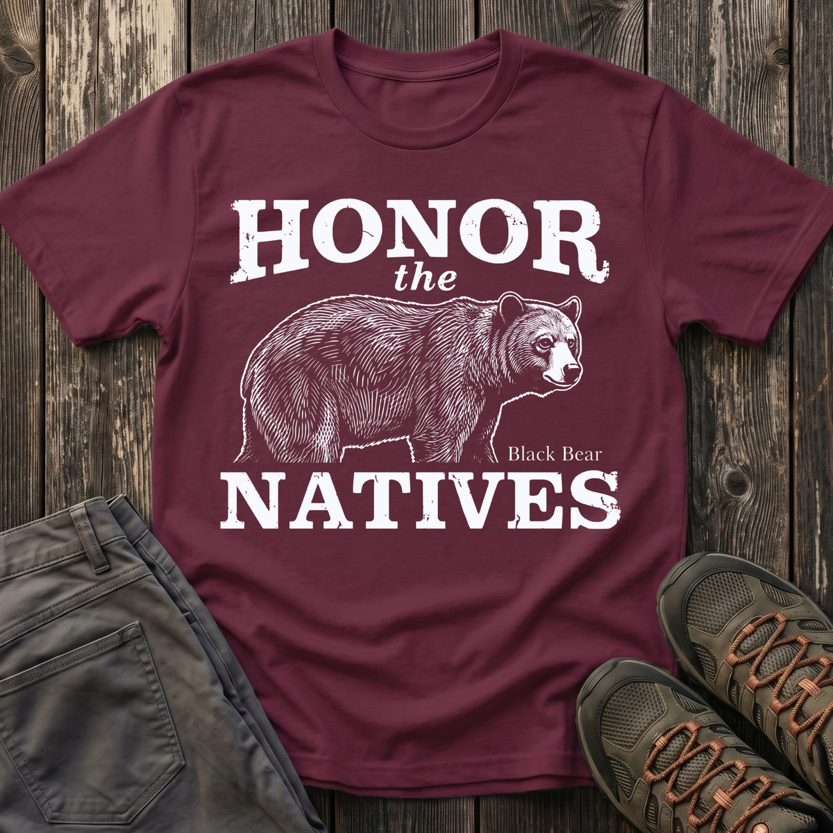 Honor The Natives Black Bear T-shirt White