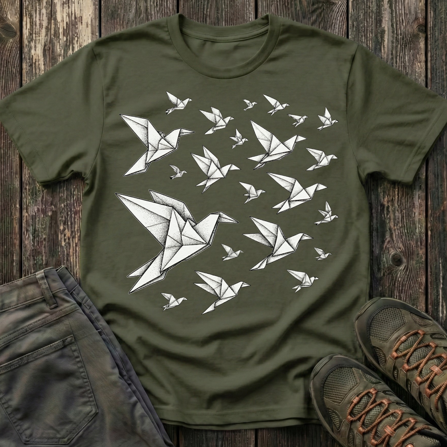 Origami Birds In Flight T-shirt