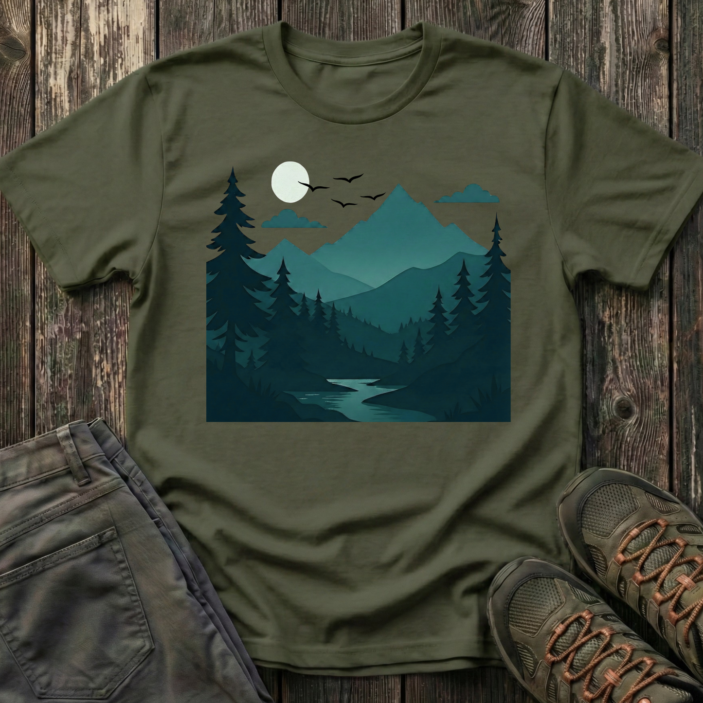 Dark Night Mountain Landscape T-shirt