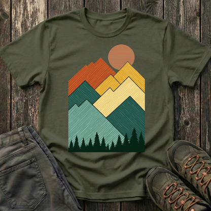 Sunset Over Lined Mountains T-shirt