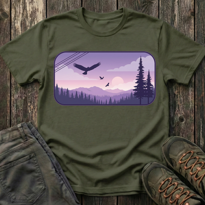 Soaring Eagle Over Purple Pines T-shirt