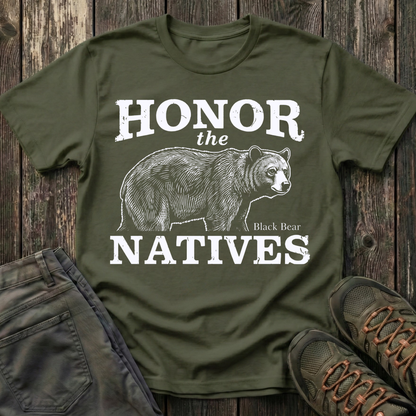 Honor The Natives Black Bear T-shirt White