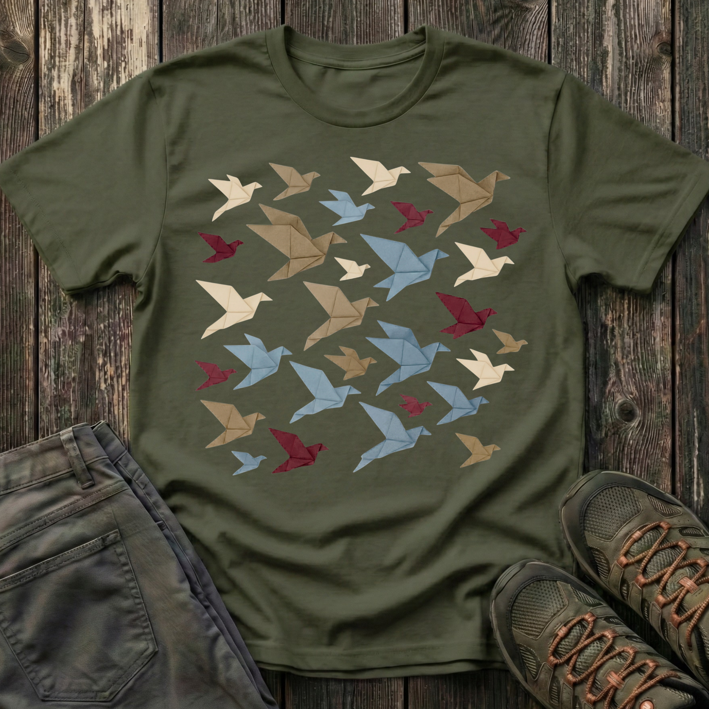 Origami Flock Of Birds T-shirt