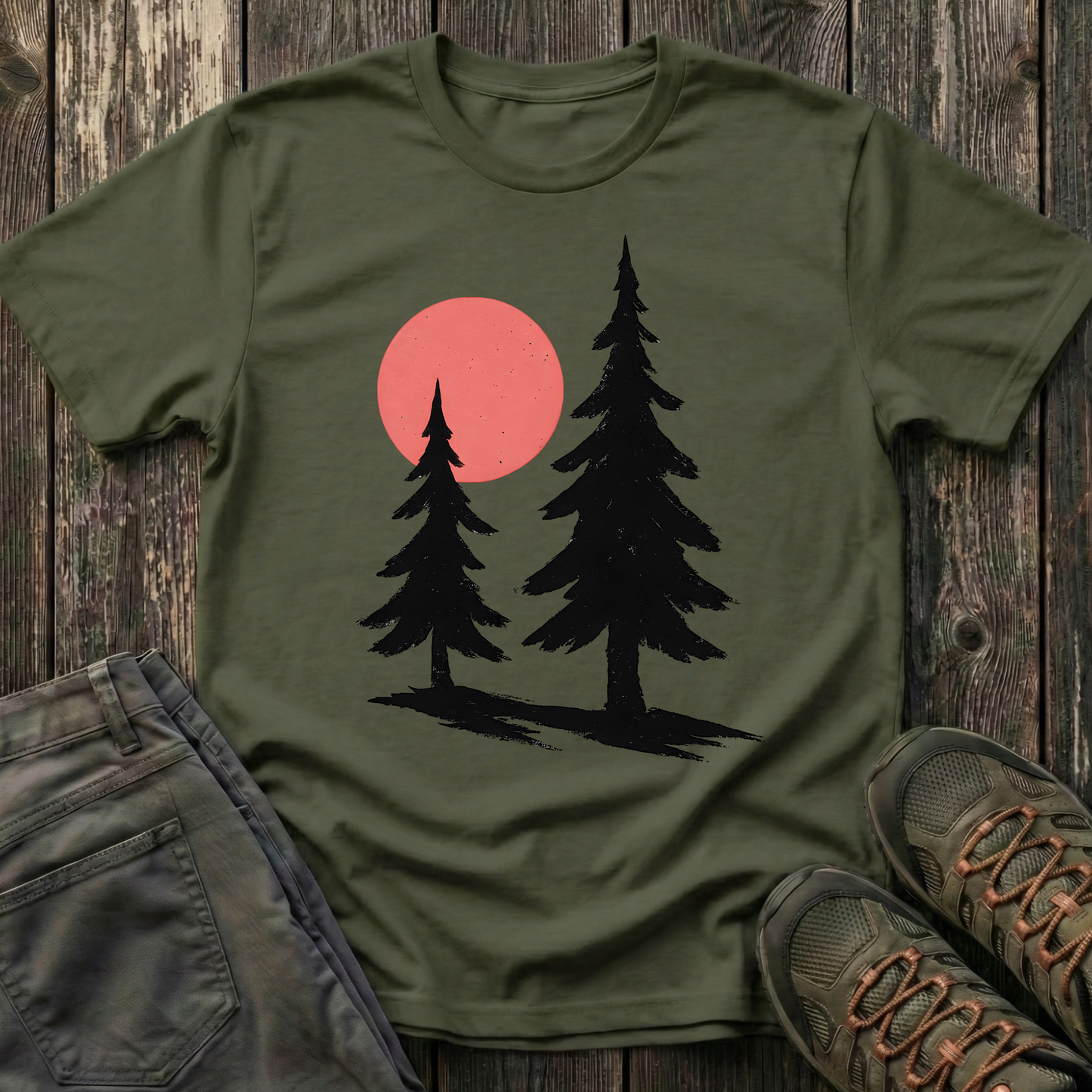 Serene Pines Under Sunset T-shirt