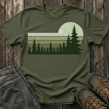Retro Moss Green Sunset T-shirt