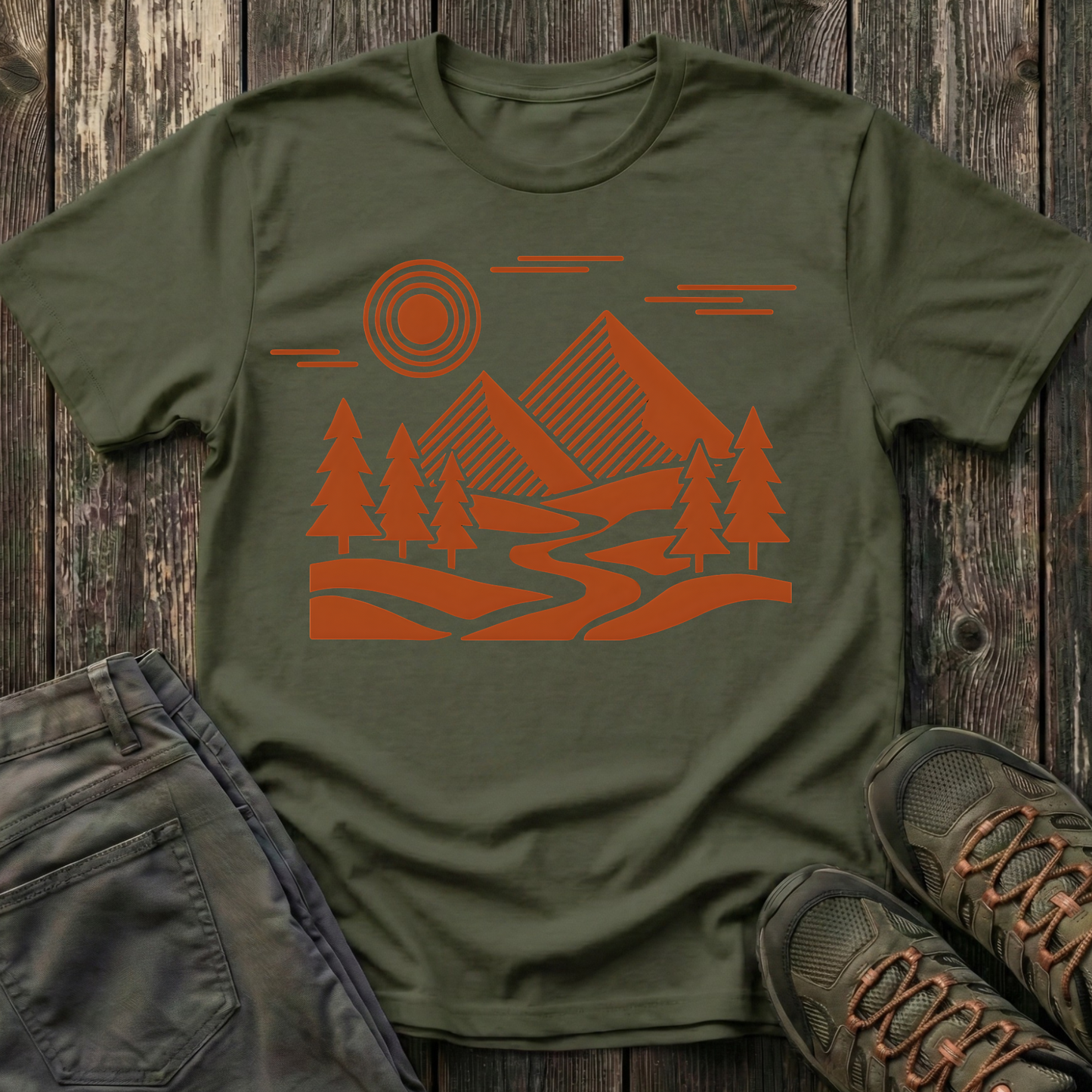 Geometric Red Landscape T-shirt