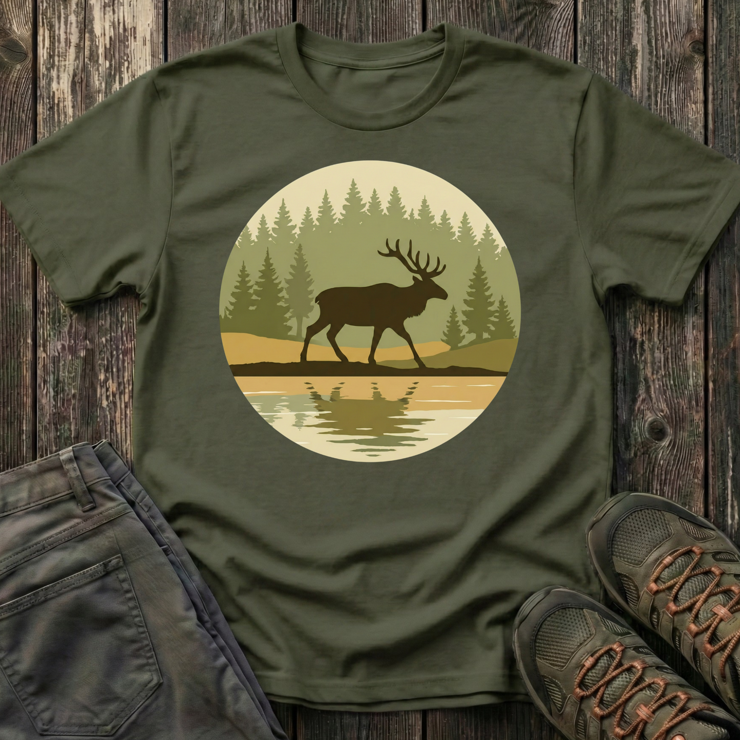 Elk Forest Reflection T-shirt