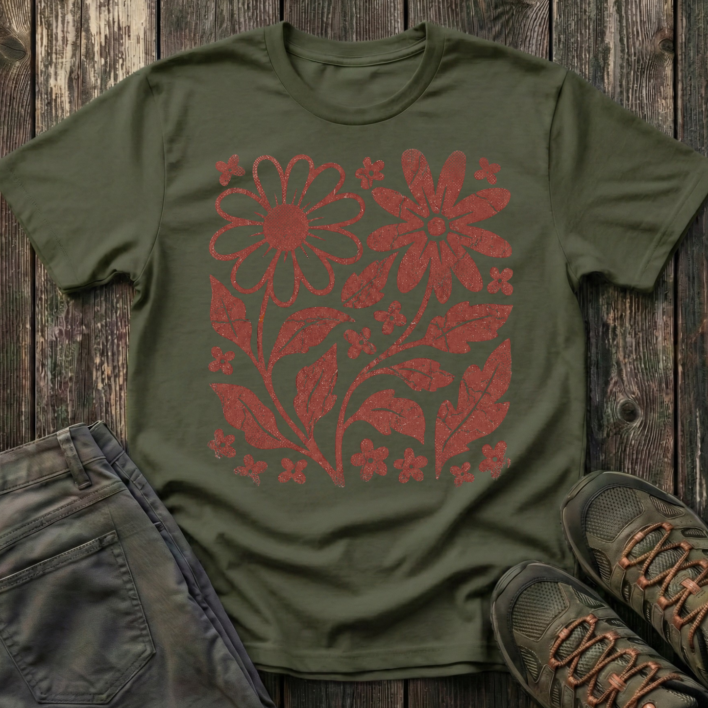 Crimson Flora T-shirt