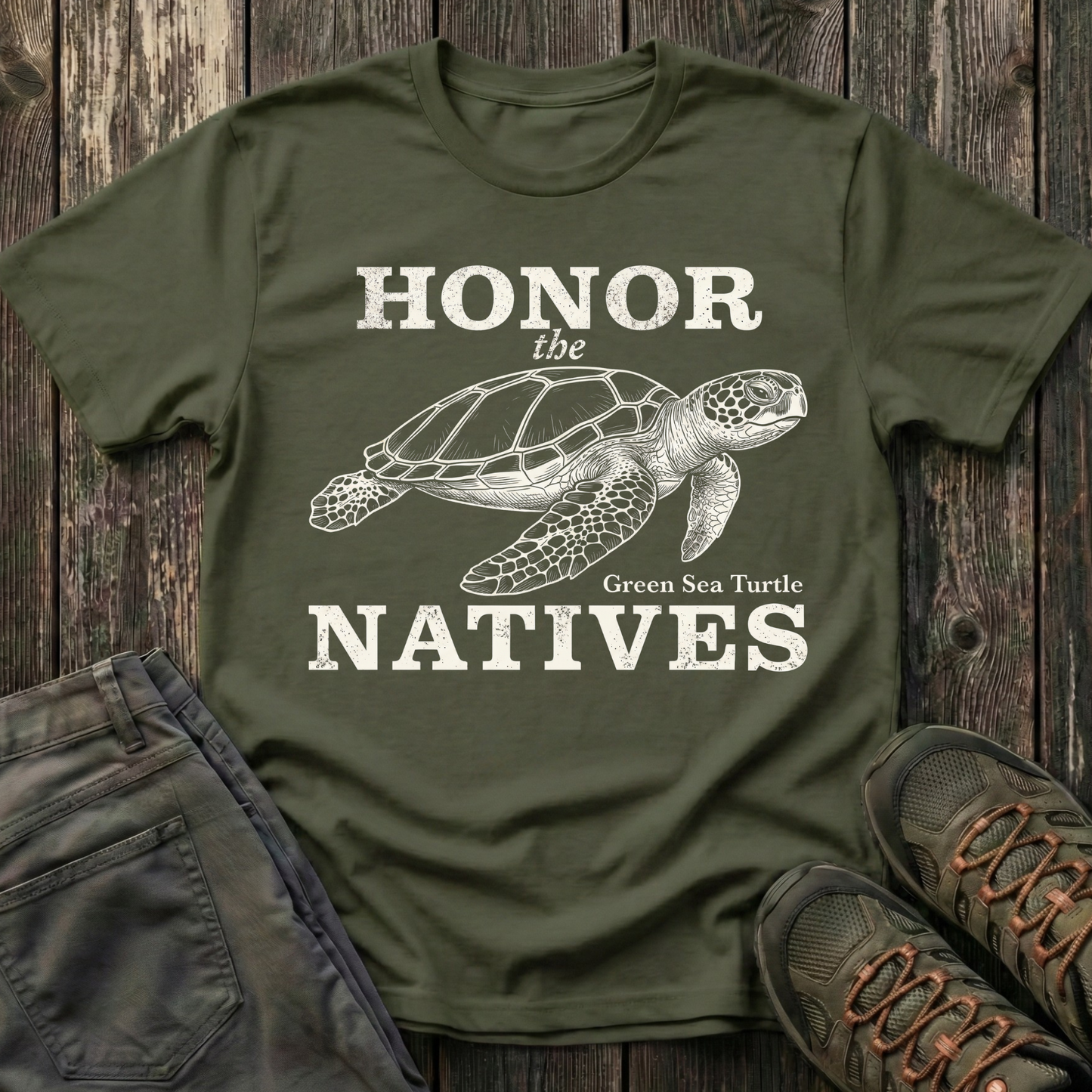 Honor The Natives Green Sea Turtle T-shirt