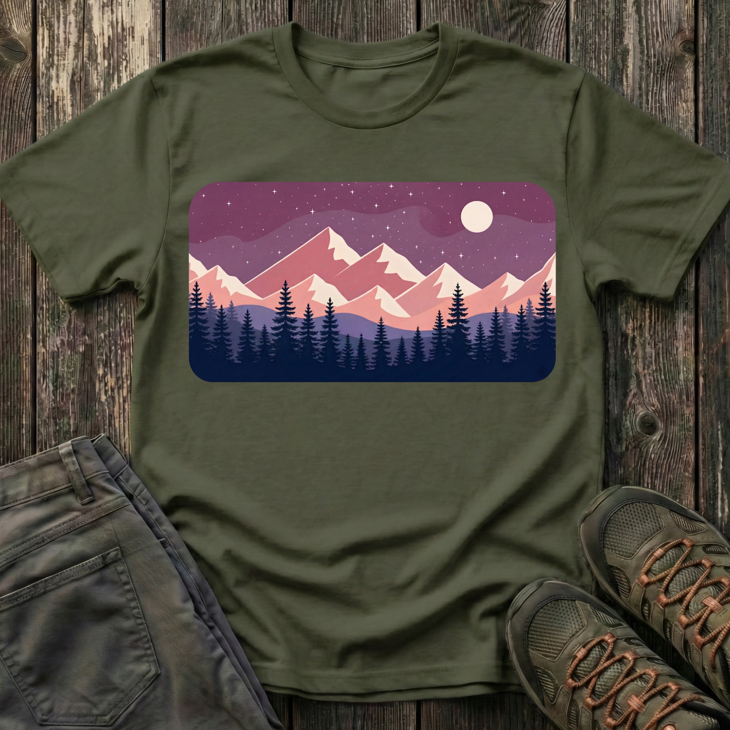 Purple Night Sky Landscape T-shirt
