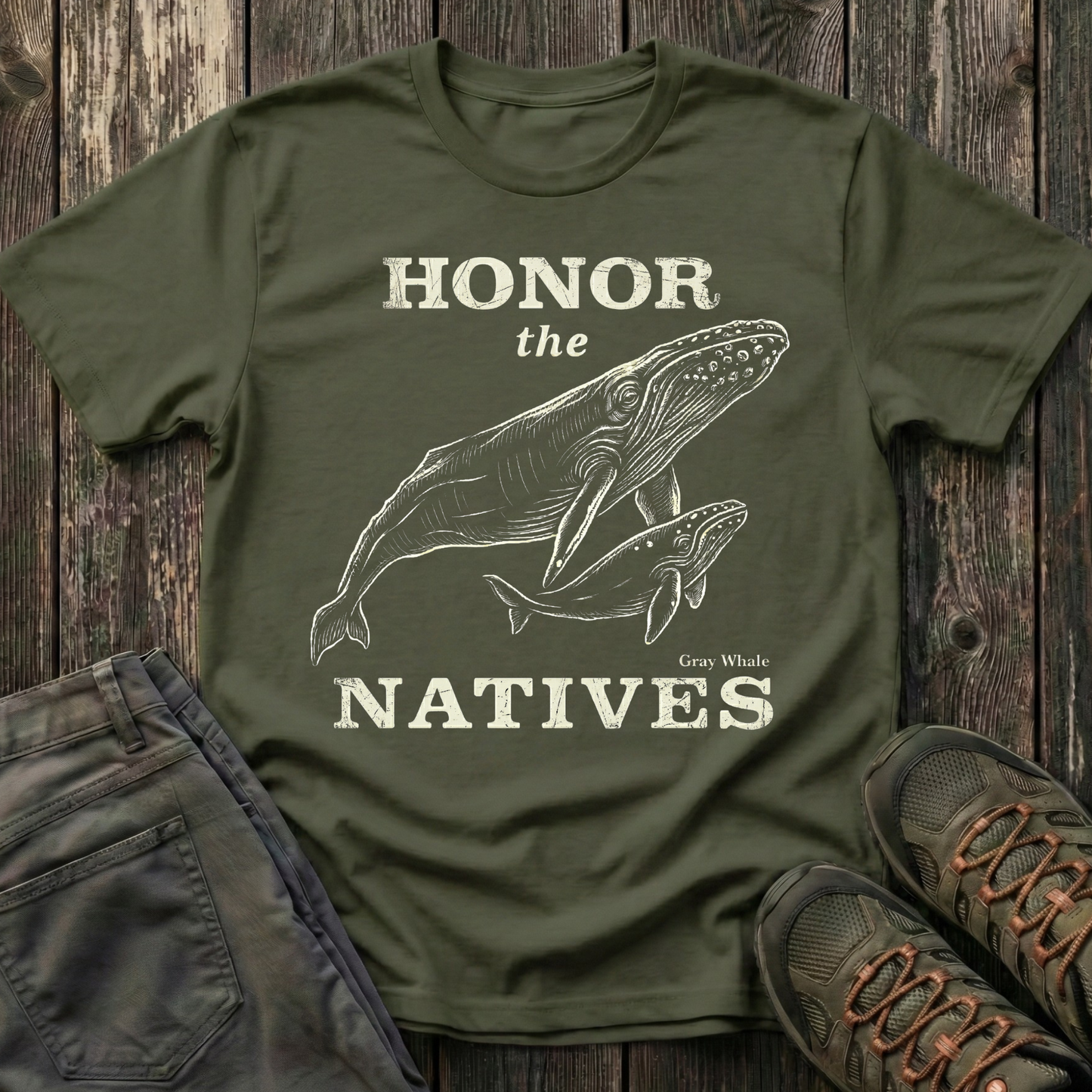 Honor The Natives Gray Whale T-shirt