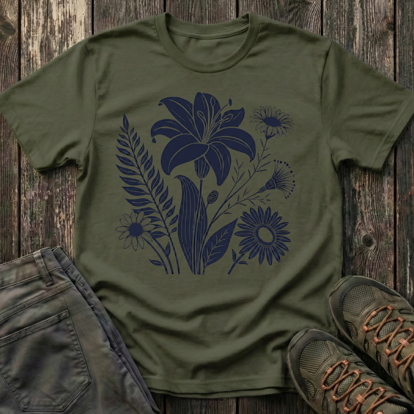 Flower Medley Ink Print T-shirt