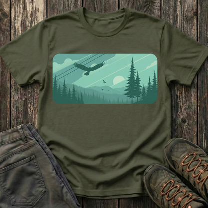 Soaring Eagle Over Green Pines T-shirt