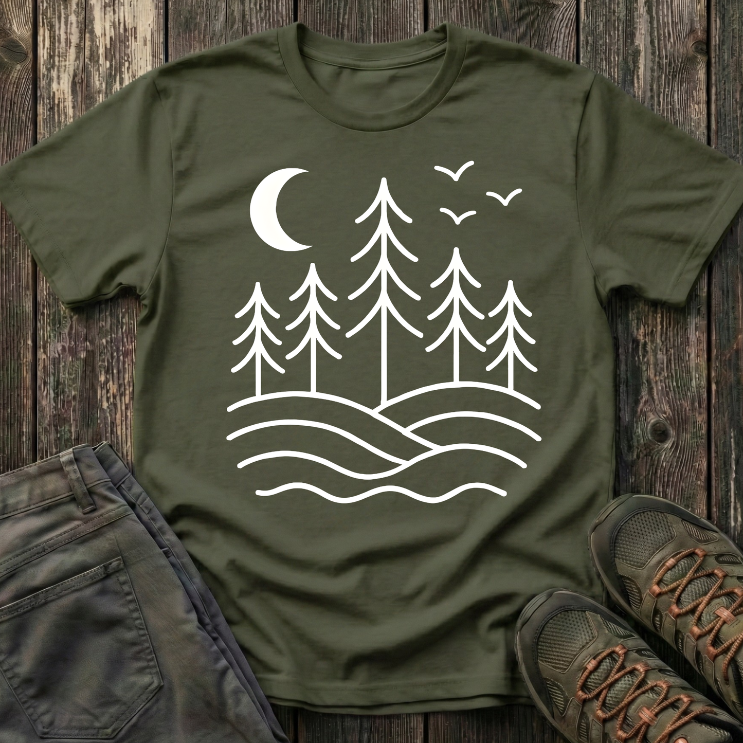 Pines Under Moon T-shirt