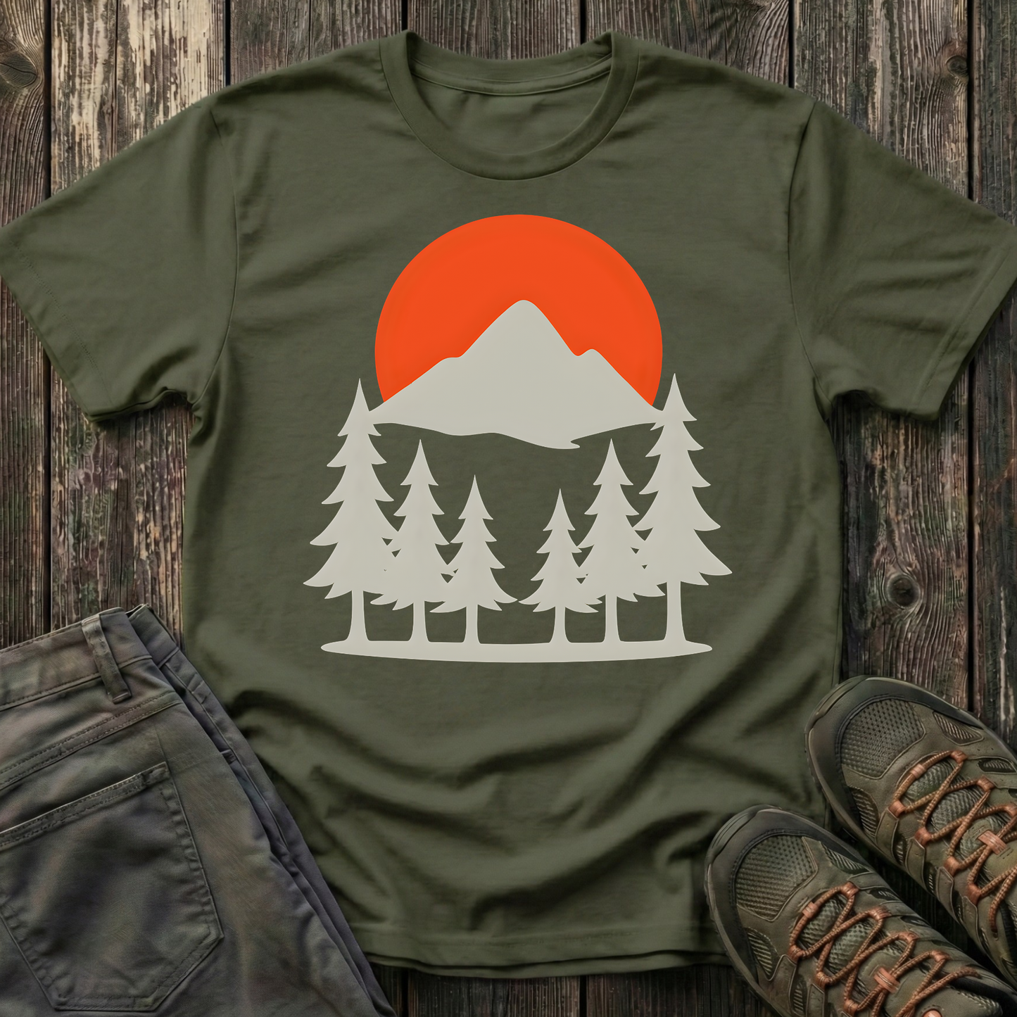 Grey Mountain Silhouette At Sunset T-shirt
