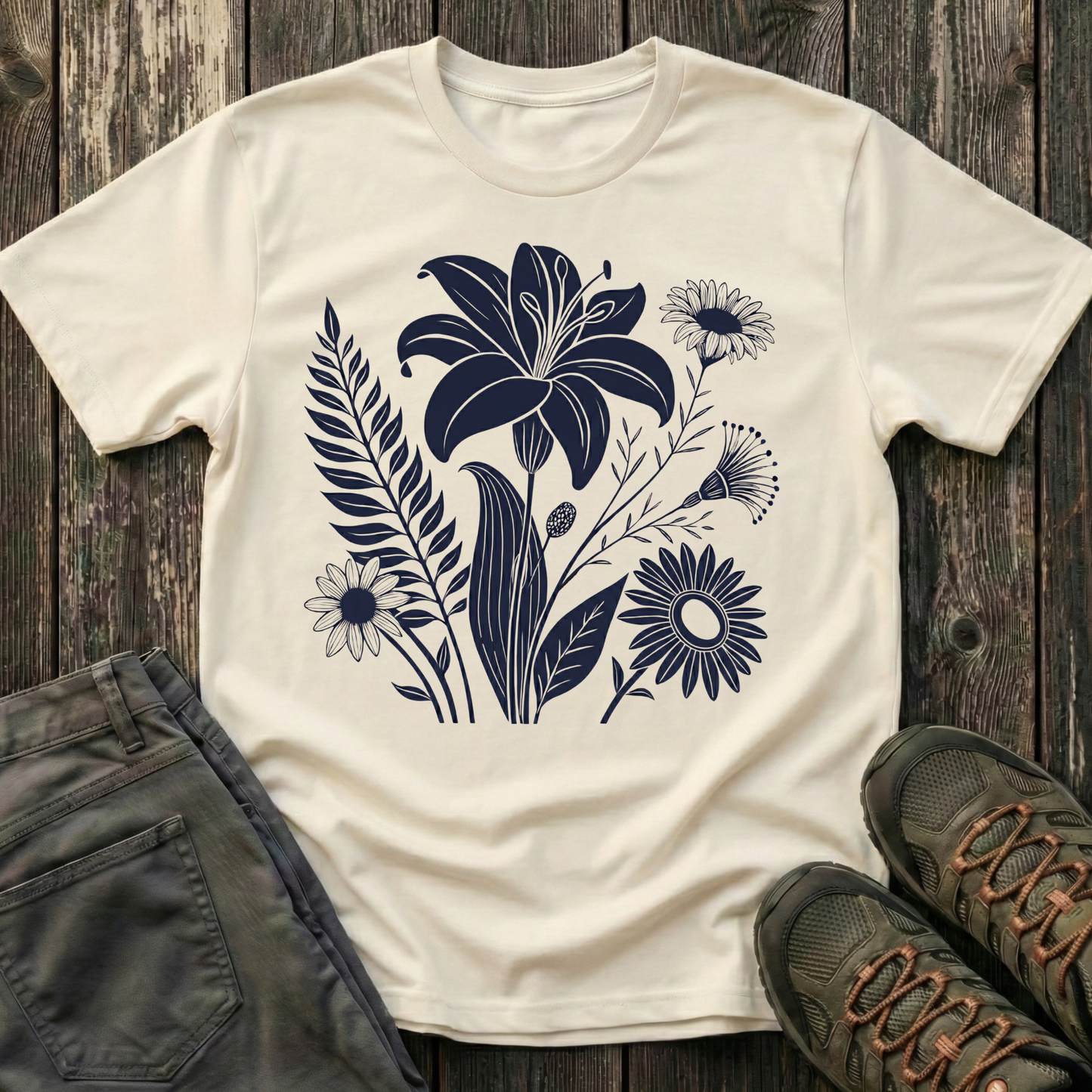 Flower Medley Ink Print T-shirt