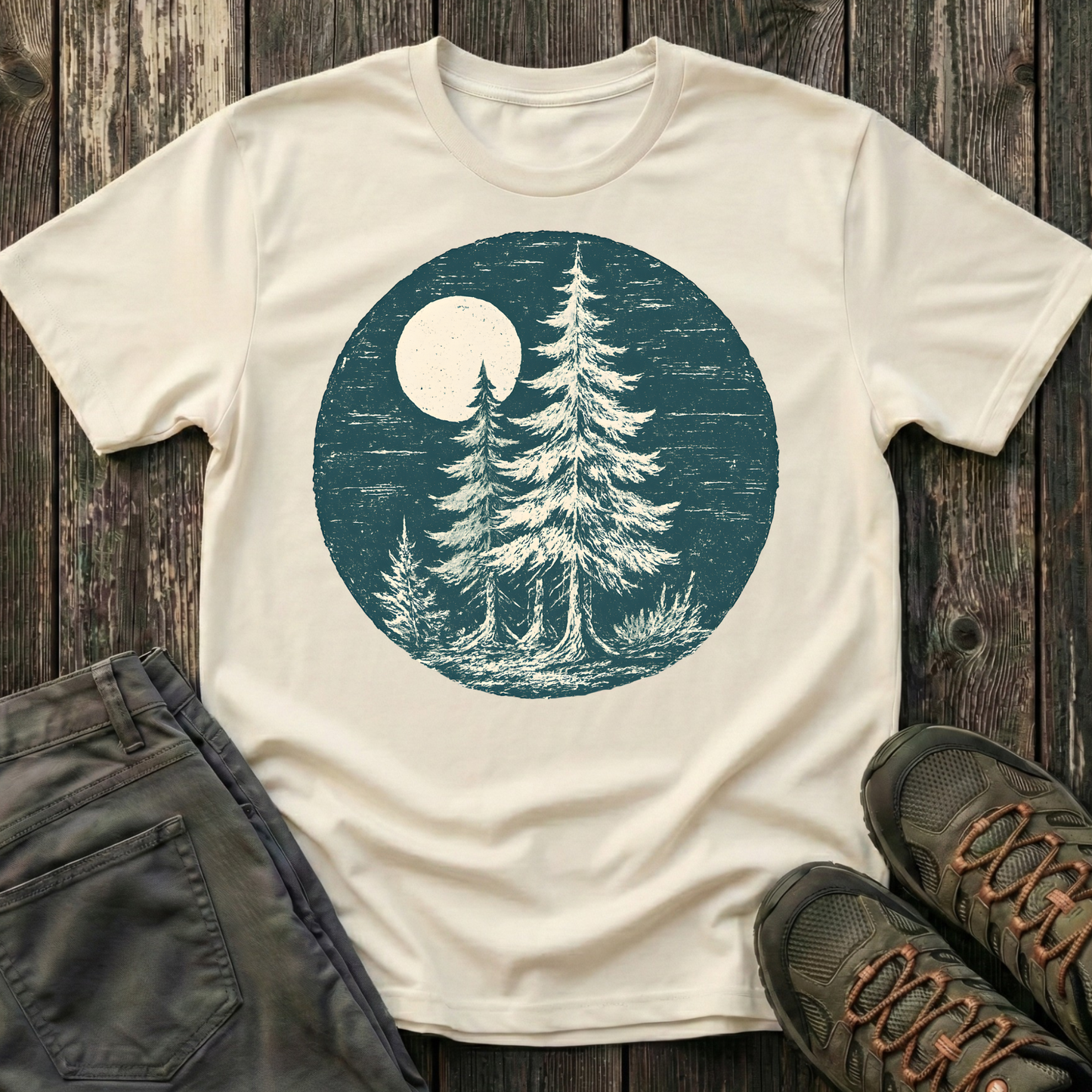 Hand Stamped Moonlit Forest T-shirt