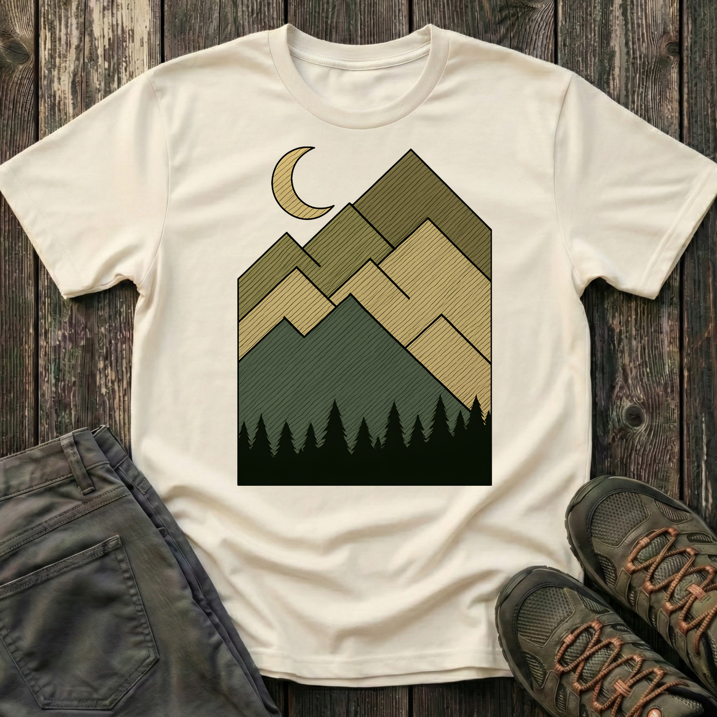 Moon Over Lined Mountains T-shirt