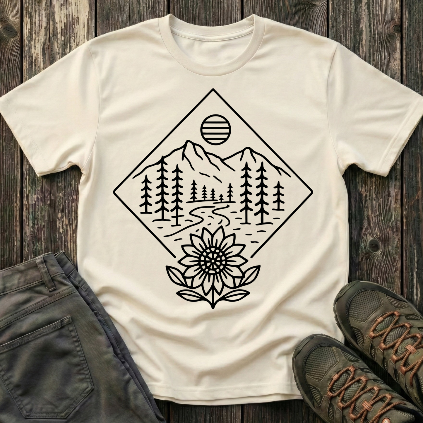 Sun Over Sunflower Landscape T-shirt