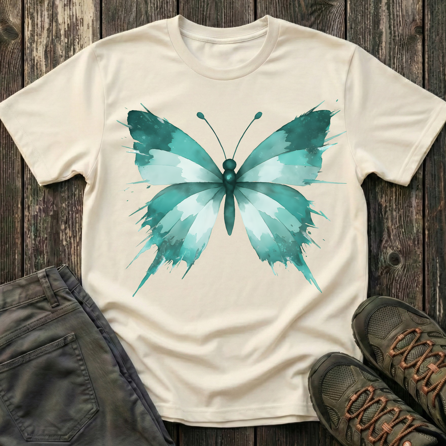 Watercolor Teal Butterfly T-shirt