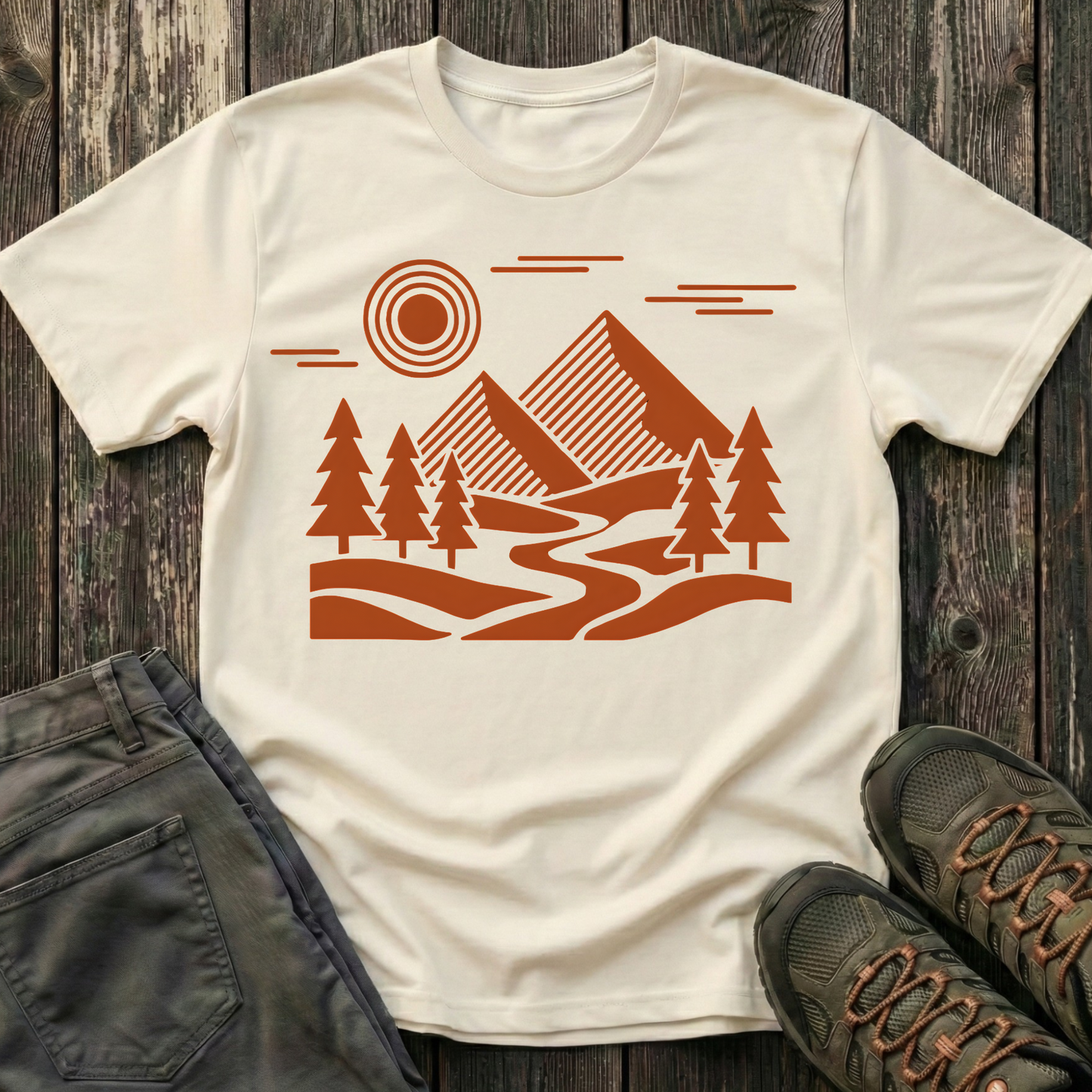 Geometric Red Landscape T-shirt