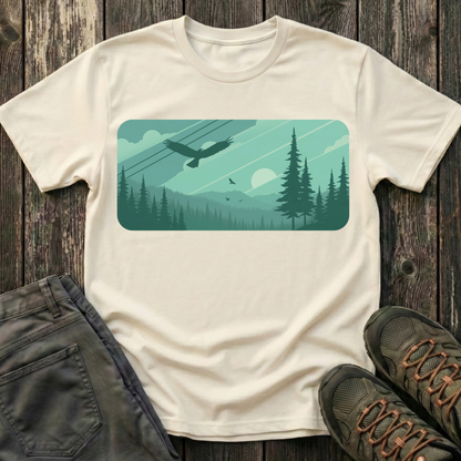 Soaring Eagle Over Green Pines T-shirt