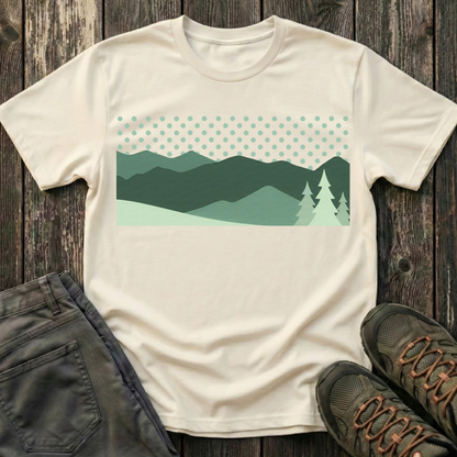 Minimalist Green Mountain Landscape T-shirt