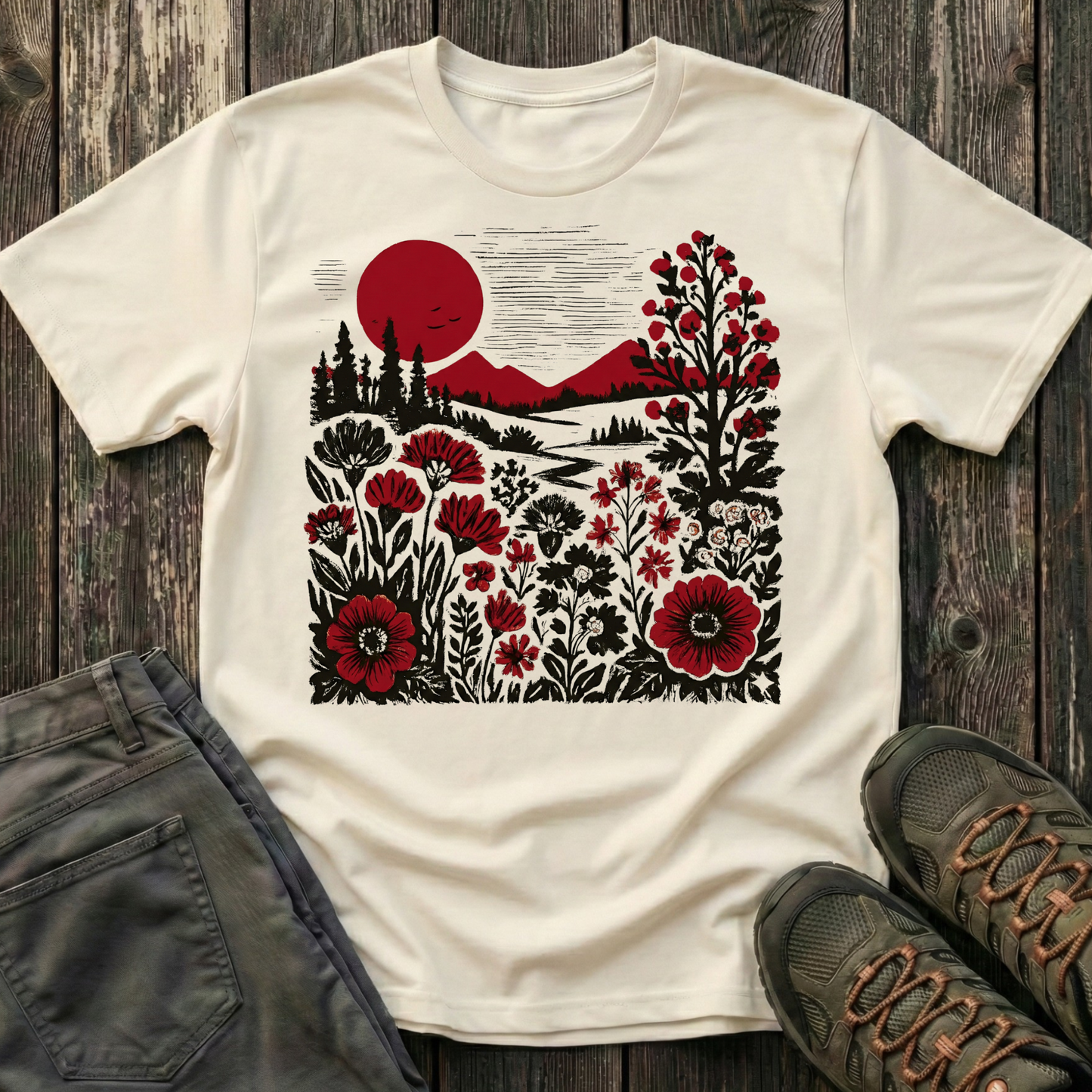 Burgundy Sunset Flora T-shirt