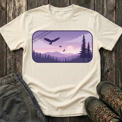 Soaring Eagle Over Purple Pines T-shirt