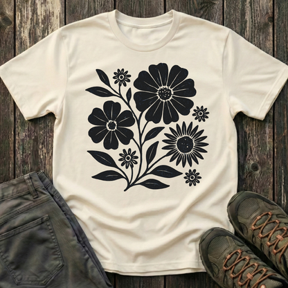 Botanical Portrait Black Ink Print T-shirt