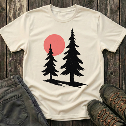 Serene Pines Under Sunset T-shirt