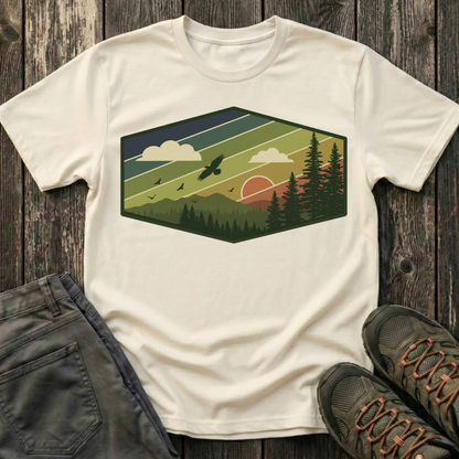 Retro Pine Forest Sunset T-shirt