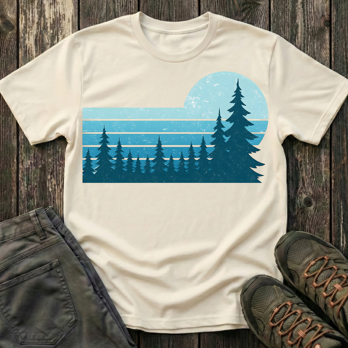 Retro Teal Sunset T-shirt