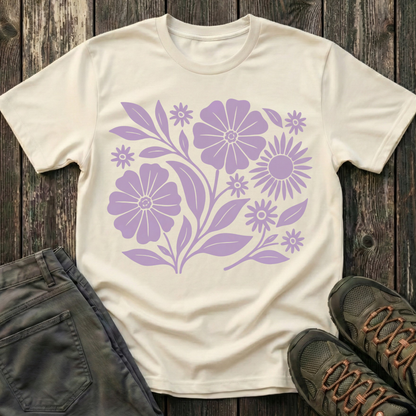 Flower Gathering Ink Print Violet T-shirt