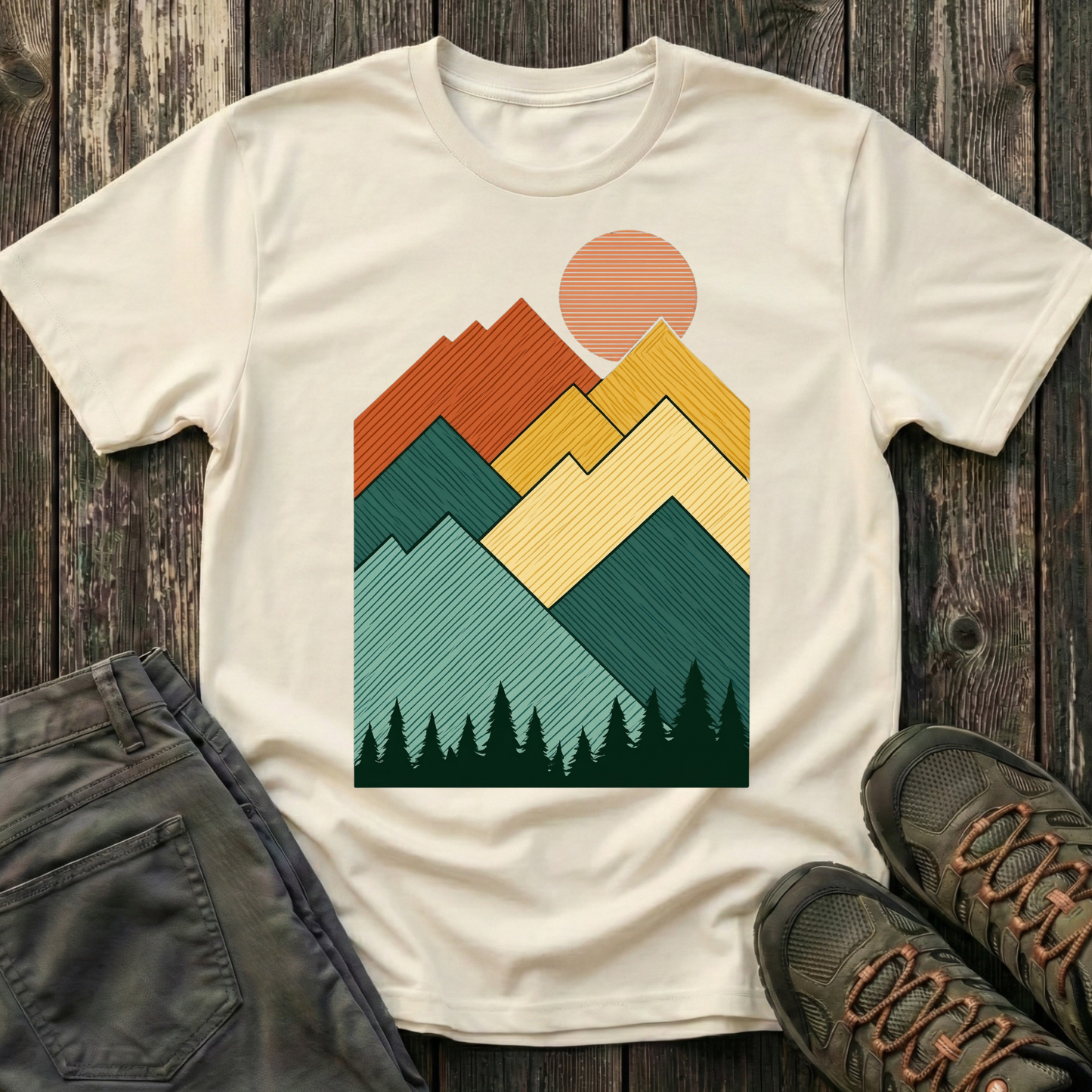 Sunset Over Lined Mountains T-shirt