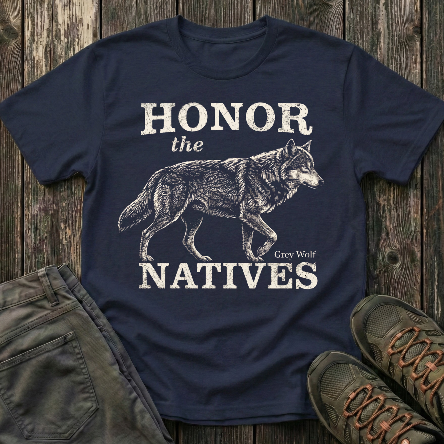 Honor The Natives Grey Wolf T-shirt