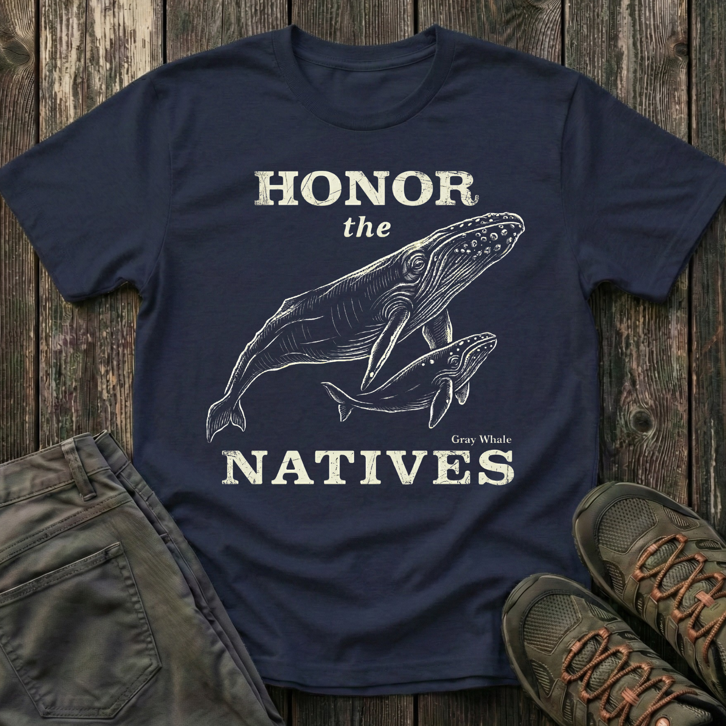Honor The Natives Gray Whale T-shirt
