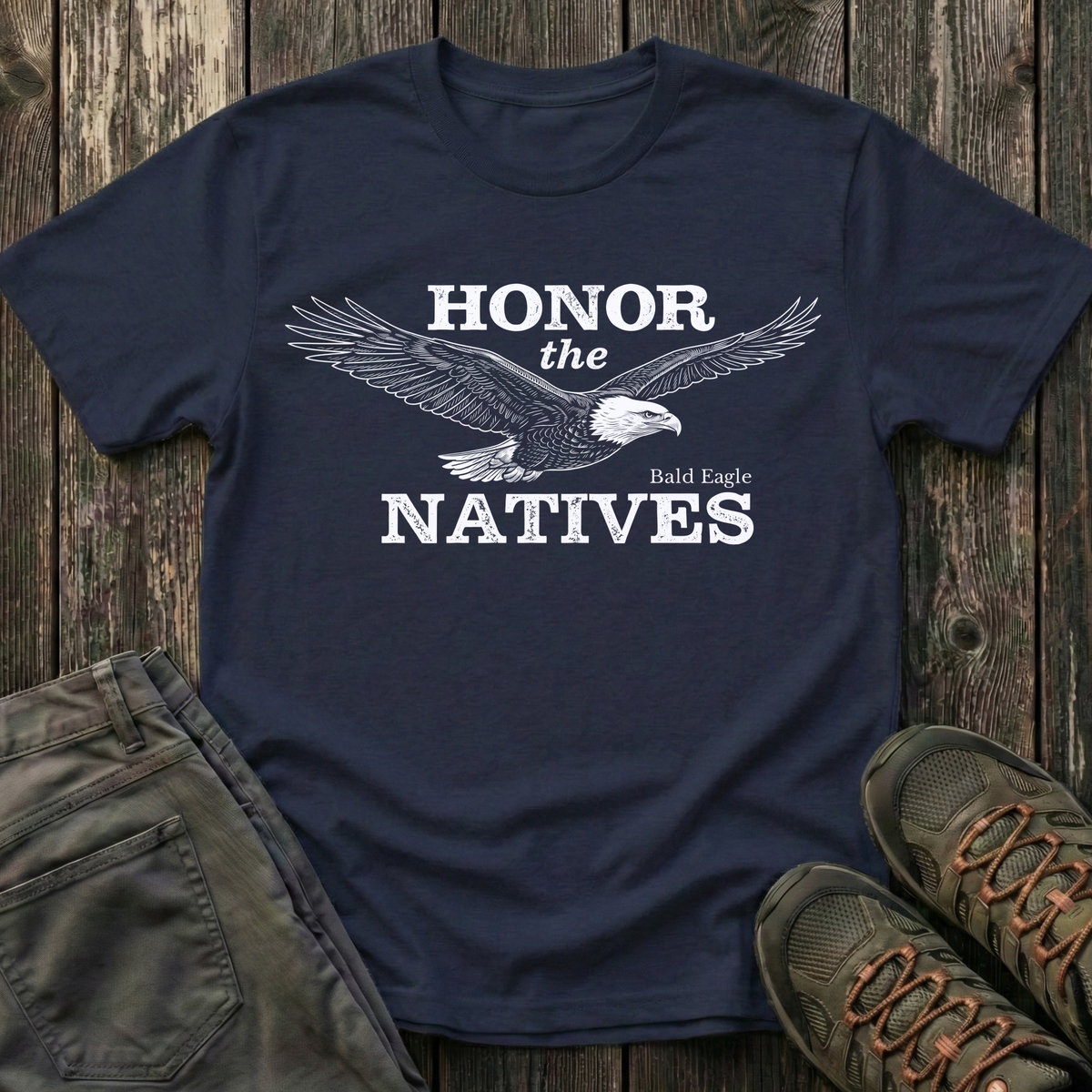 Honor The Natives Bald Eagle T-shirt White