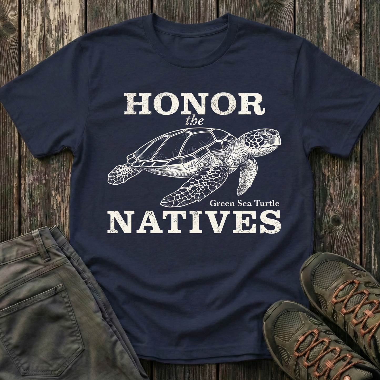 Honor The Natives Green Sea Turtle T-shirt