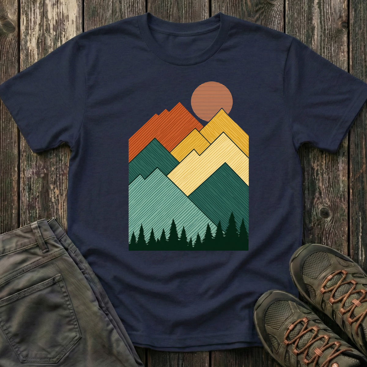 Sunset Over Lined Mountains T-shirt