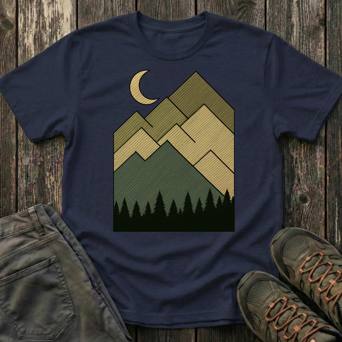 Moon Over Lined Mountains T-shirt