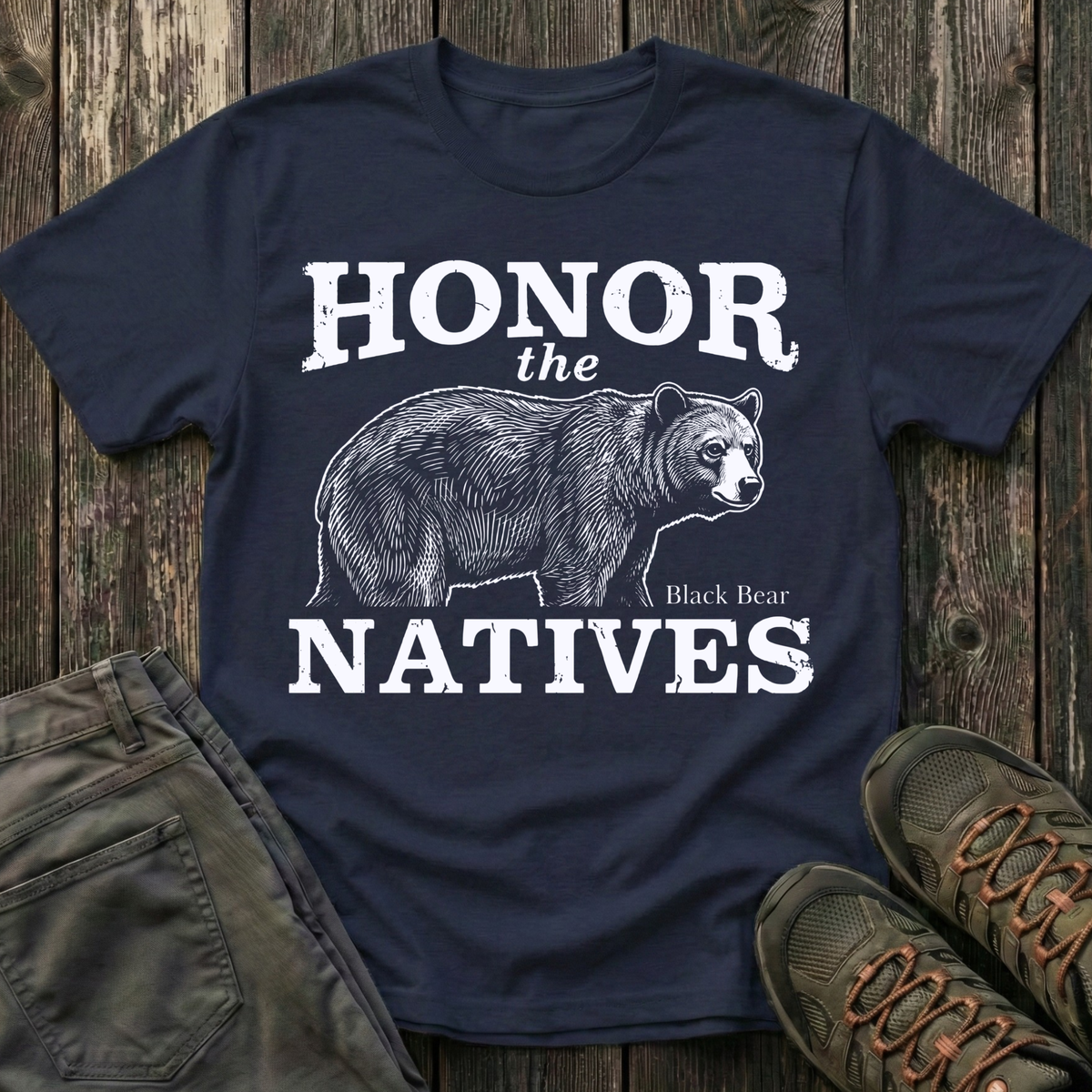 Honor The Natives Black Bear T-shirt White