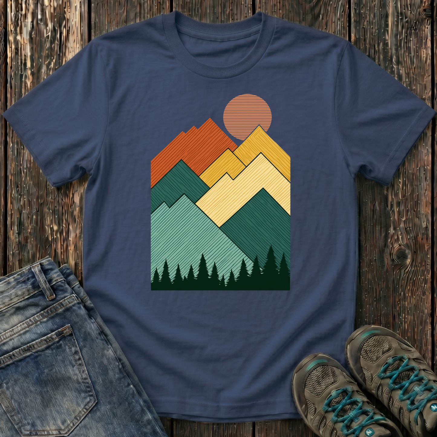 Children's Lined Mountain Sunset T-shirt