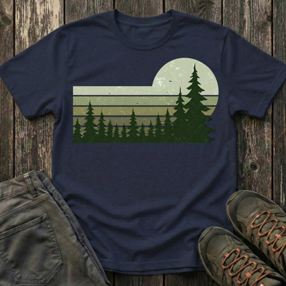 Retro Moss Green Sunset T-shirt
