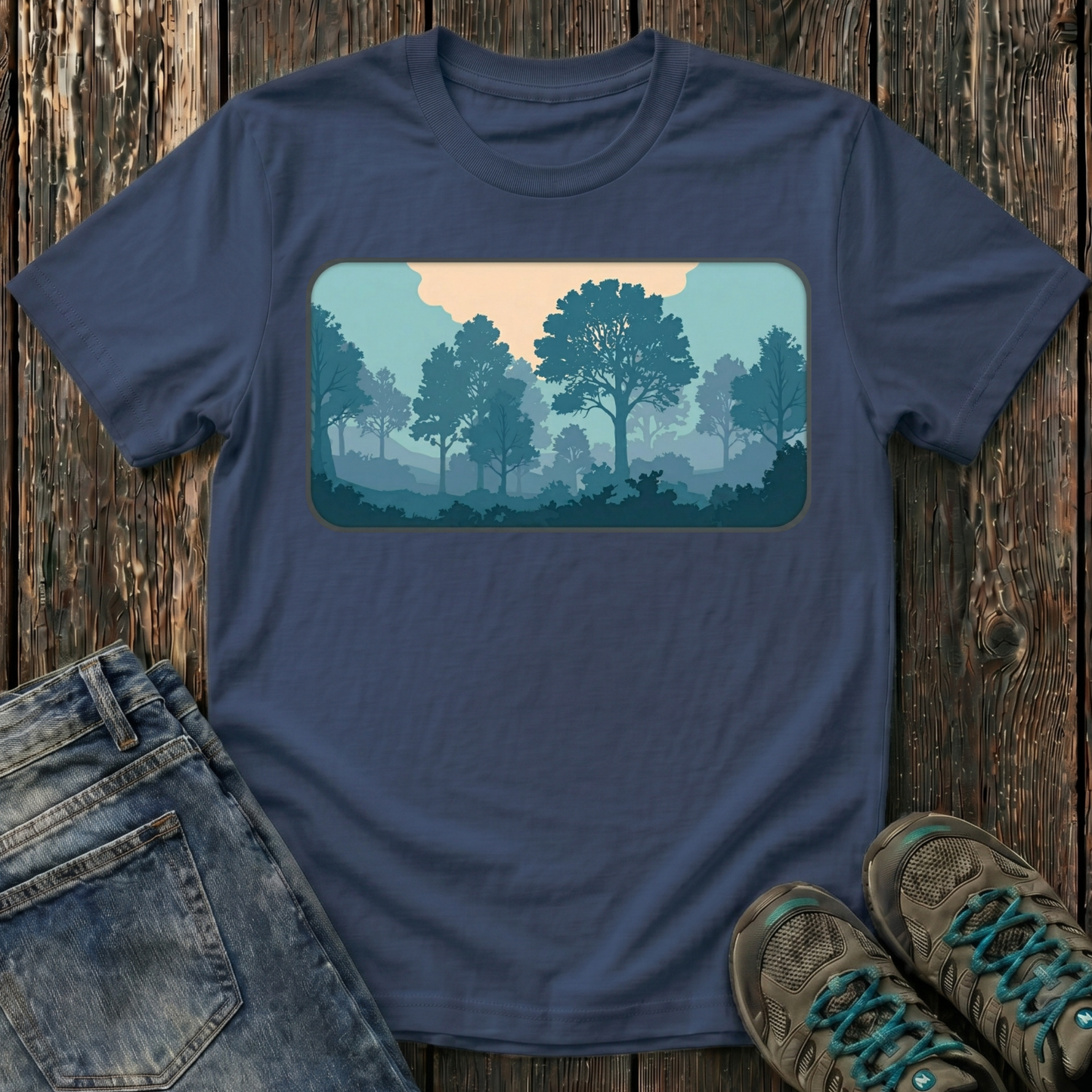 Children's Forest in Teals T-shirt