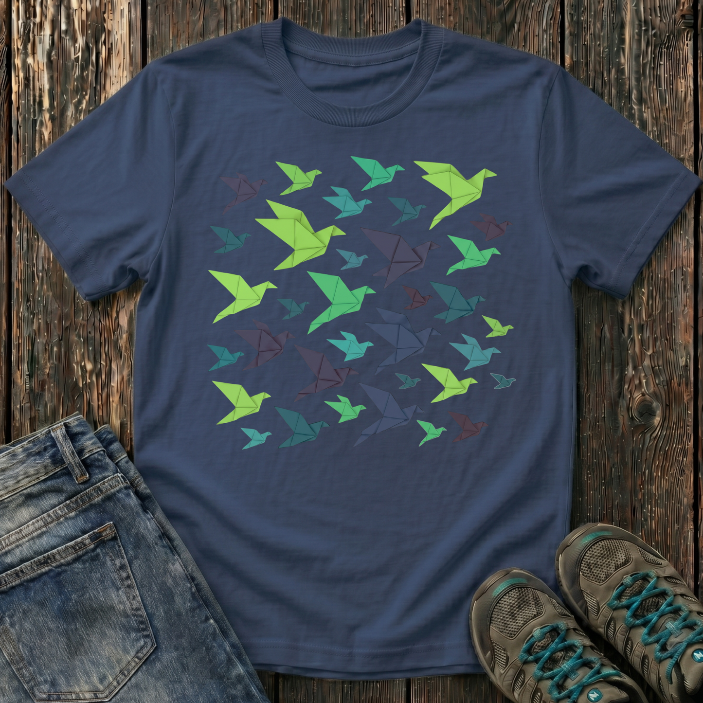 Children's Origami Birds Winter T-shirt