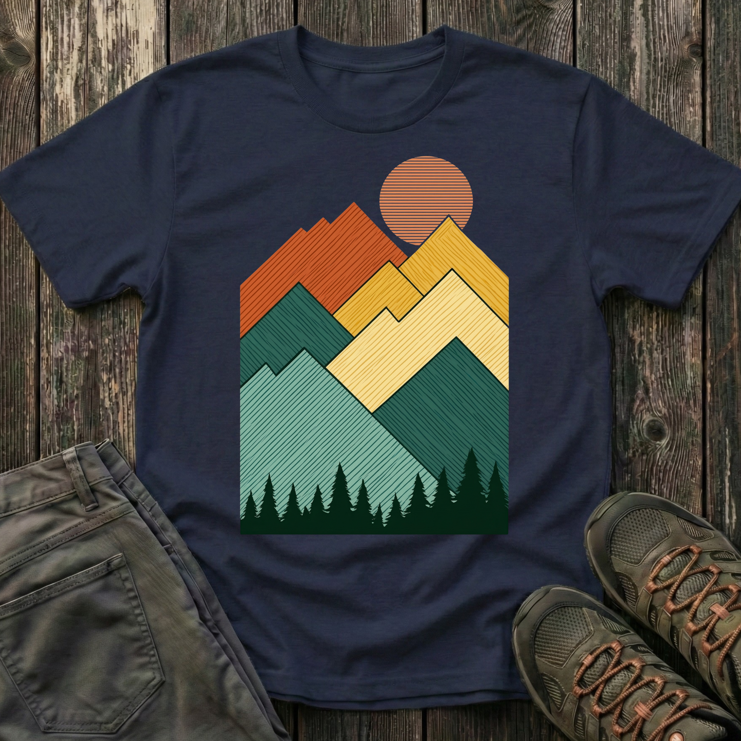 Sunset Over Lined Mountains T-shirt