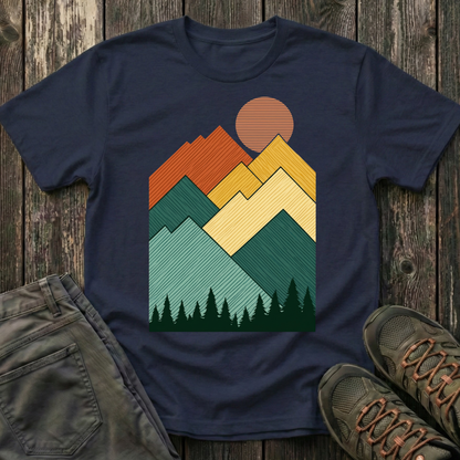 Sunset Over Lined Mountains T-shirt